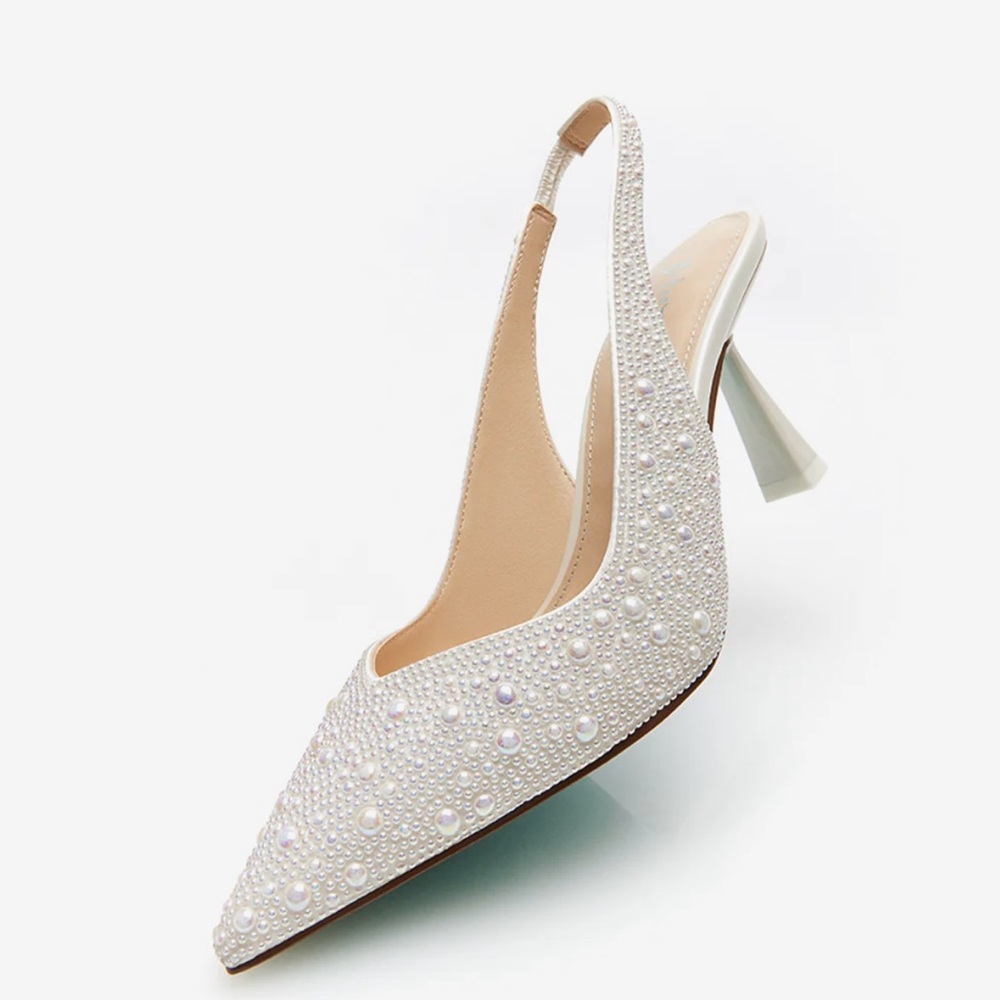 Betsey Johnson Clark Slingback Heels Ivory